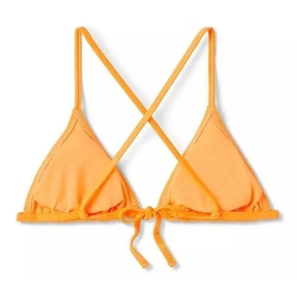 Wild Fable Size XXS 00 Neon Orange Ribbed Triangle String Bikini Swim Top - Picture 4 of 7